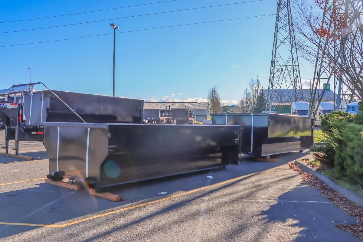 Roll-off dumpster ready for waste disposal at job site for Estate Cleanout Dumpster Rental in Paramus
